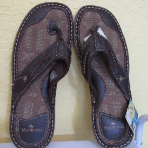 Margaritaville Festival Flip Flops Mens 12 Dark Chocolate NIB MG5001A - Picture 1 of 5